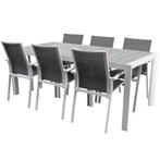 Malaga New Delhi dining tuinset 220x100x74,5 cm 7 delig wit, Tuin en Terras, Ophalen of Verzenden, Nieuw