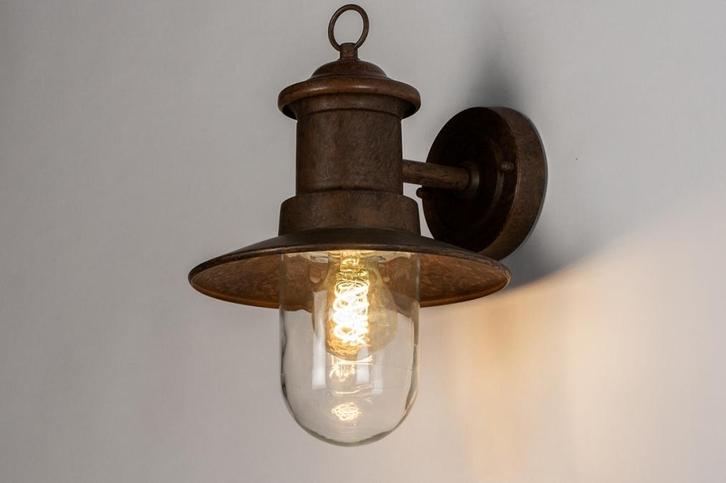 Rietveld Wandlampen - Bruin, Roest - Metaal, Huis en Inrichting, Lampen | Wandlampen, Verzenden