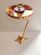 Bijzettafel - Glas, Hout, Messing - Laremon