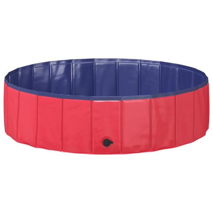vidaXL Opvouwbaar zwembadd voor honden Rood en blauw 120 x, Dieren en Toebehoren, Honden-accessoires, Nieuw, Verzenden