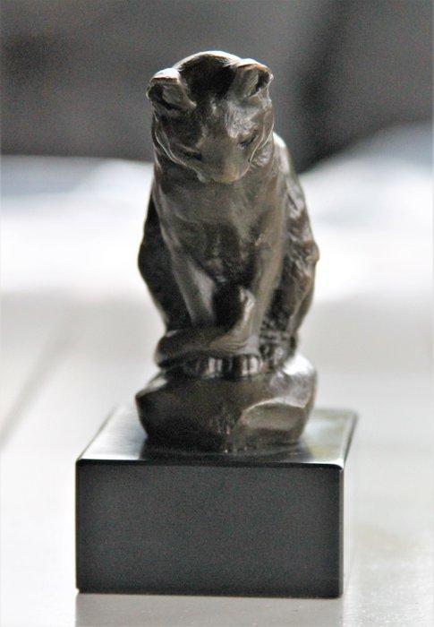 Beeld, sitting cat - 16 cm - brons marmer, Antiek en Kunst, Kunst | Designobjecten