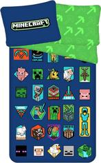 Minecraft kinderdekbedovertrek Badges - katoen - 140x200 + 7, Nieuw, Verzenden