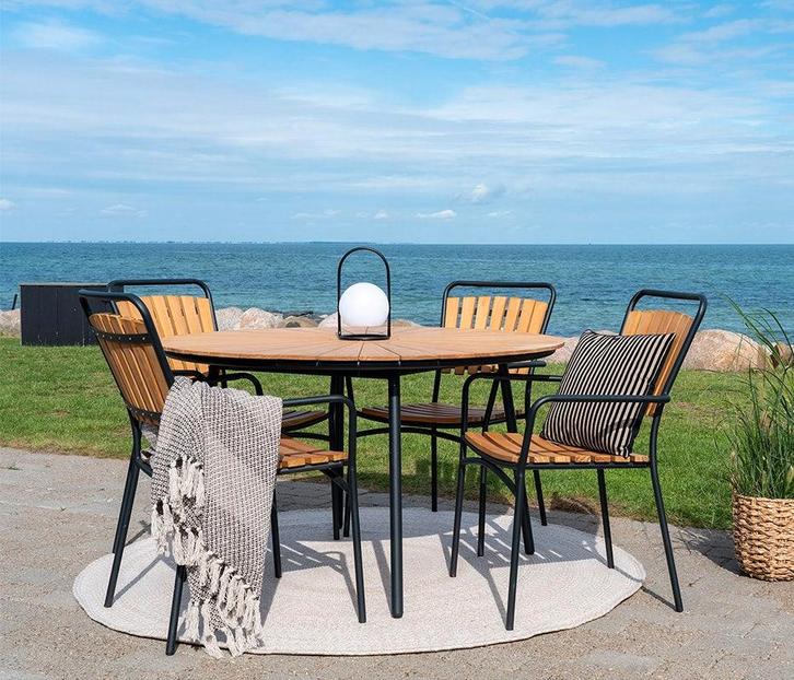30% korting | Tuintafel rond bruin | Kunststof blad Ø130 cm, Tuin en Terras, Tuintafels, Nieuw, Rond, Verzenden