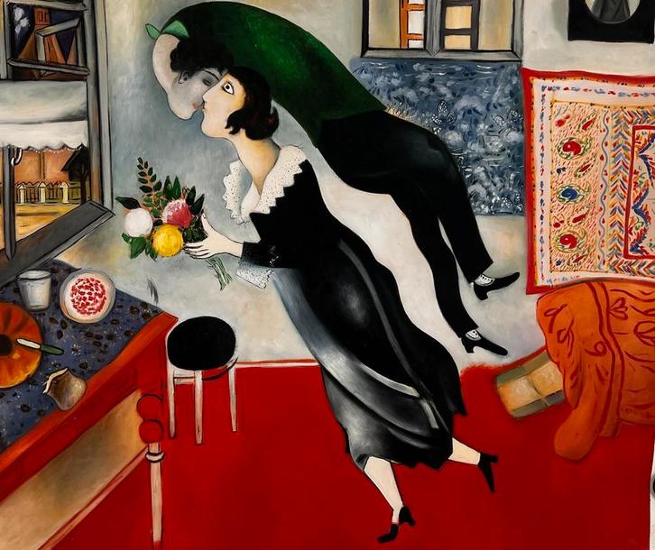 Chagall – “The Birthday” | Handgeschilderd, Huis en Inrichting, Woonaccessoires | Schilderijen, Tekeningen en Foto's, Nieuw, Ophalen of Verzenden