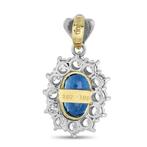 Hanger Platina, Platina 1,05ct diamant en saffieren hanger -