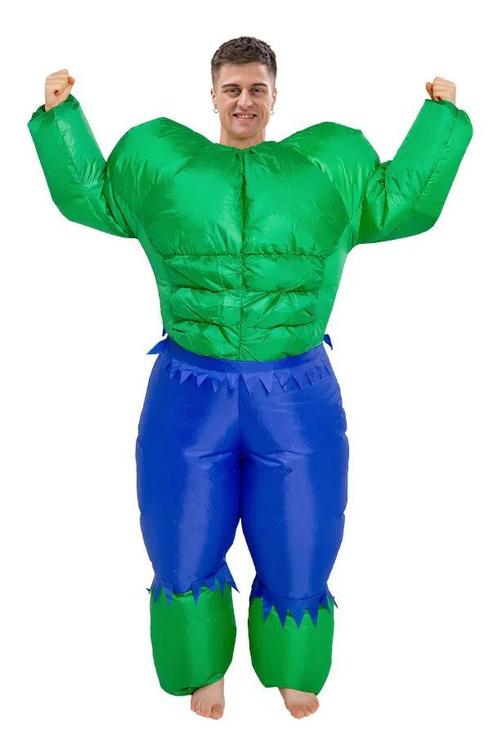 KIMU® Opblaas Kostuum Hulk Groen Opblaasbaar Pak Mascotte Op, Kleding | Heren, Carnavalskleding en Feestkleding, Kleding, Nieuw