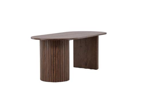 Ovale Eettafel Oakly 200x90 cm Eikenhout Bruin Fineer Jorn, Huis en Inrichting, Tafels | Eettafels, Nieuw, Verzenden