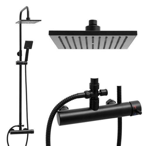 Doucheset - met Regendouche 20cm - en Handdouche - Zwart, Doe-het-zelf en Verbouw, Sanitair, Nieuw, Ophalen of Verzenden