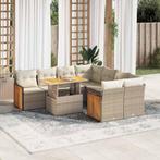vidaXL 9-delige Loungeset met kussens poly rattan acacia, Verzenden, Nieuw, Rotan, Loungeset