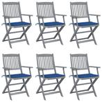 vidaXL Tuinstoelen 6 st inklapbaar met kussens massief, Tuin en Terras, Tuinstoelen, Verzenden, Nieuw, Hout