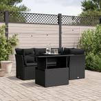 vidaXL 5-delige Loungeset met kussens poly rattan zwart, Verzenden, Nieuw, Rotan, Loungeset