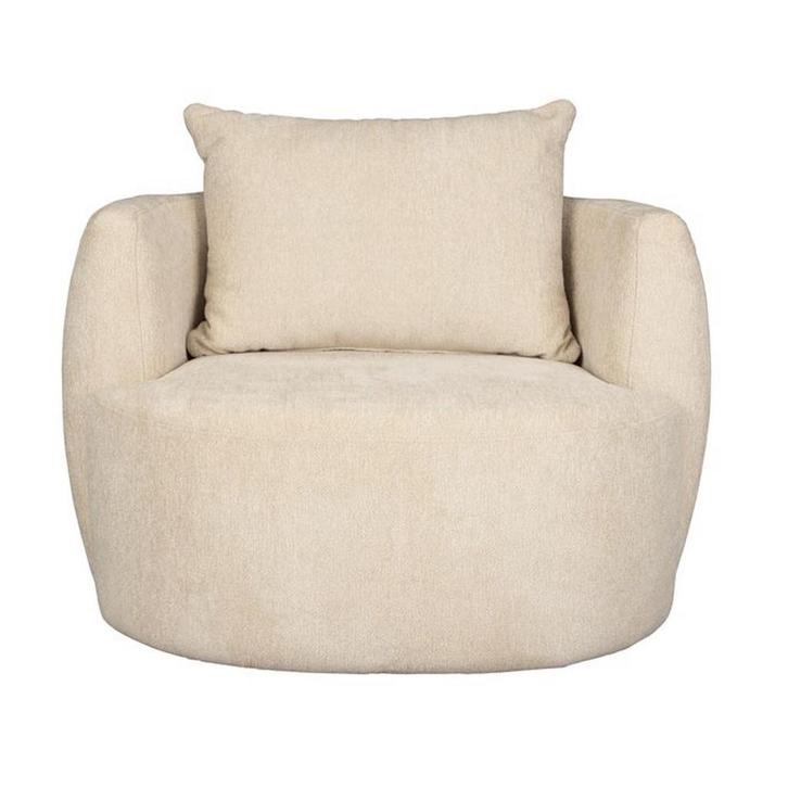 *WOONWINKEL* Dutchbone Rocca Latte Ronde Fauteuil Met Rugkus, Huis en Inrichting, Fauteuils, Nieuw, Stof, Verzenden