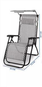 Zero Gravity Ligstoel Grijs | Met Zonnedak | Nieuw | OP=OP, Tuin en Terras, Ophalen of Verzenden, Nieuw, Metaal, Inklapbaar