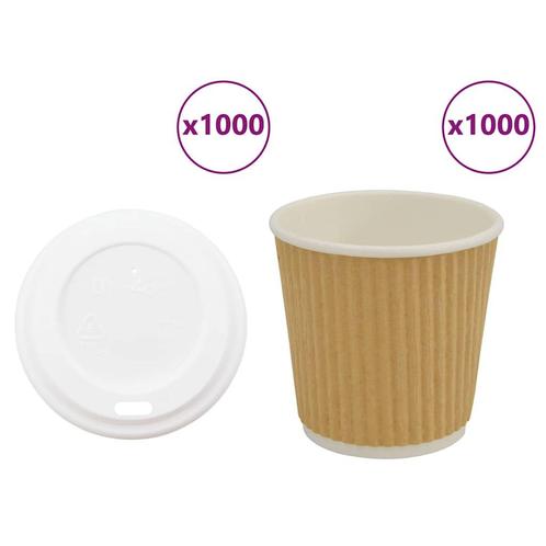 vidaXL Papieren koffiekopjes met deksel 1000 st 4oz 100 ml, Huis en Inrichting, Keuken | Servies, Nieuw, Verzenden