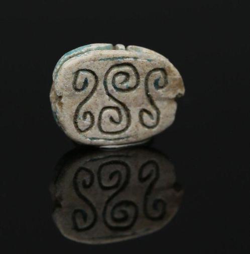 Oude Egypte, tweede tussenperiode Speksteen Scarab met drie, Verzamelen, Mineralen en Fossielen