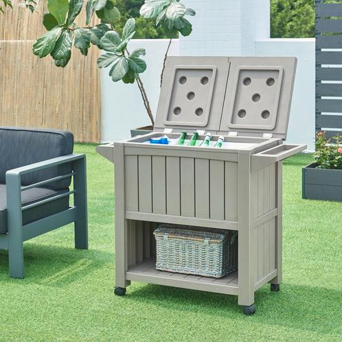 Trolley Arsita serveerwagen voor buiten 102x47x87 cm beige e, Doe-het-zelf en Verbouw, Kratten en Dozen, Nieuw, Verzenden