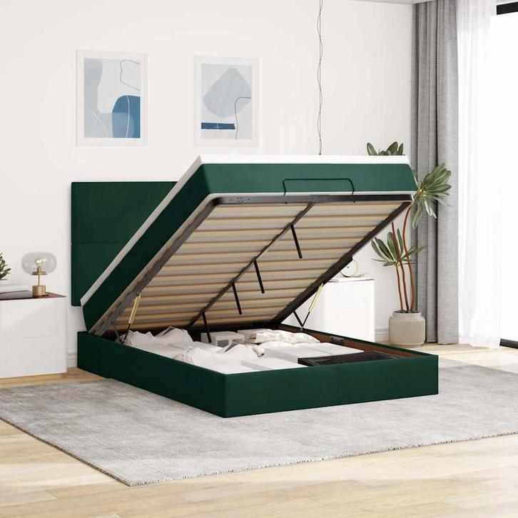 vidaXL Ottoman bed met matrassen en LEDs 140x190cm fluweel, Huis en Inrichting, Slaapkamer | Bedden, 140 cm, 190 cm of minder
