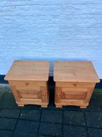 Set leuk oud grenen nachtkastjes  met lade, 50 x 38, hoog 59, Antiek en Kunst, Antiek | Meubels | Kasten