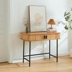 Console tafel Tvedestrand 100x50x76 cm naturel en zwart [en., Huis en Inrichting, Tafels | Sidetables, Verzenden, Nieuw