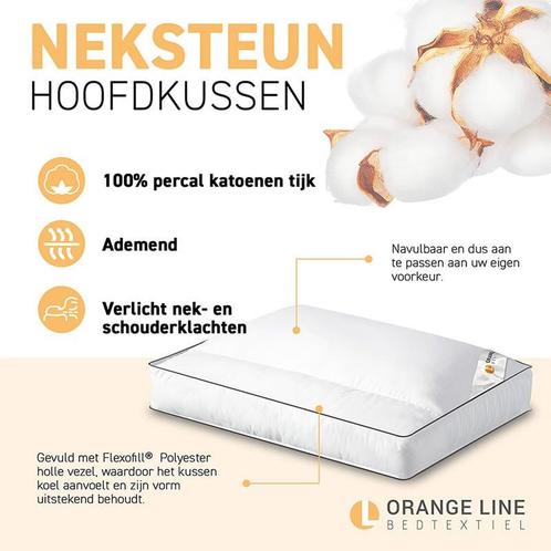 Orange Line Hoofdkussen Percale Katoen - Comfort - Neksteun, Huis en Inrichting, Slaapkamer | Beddengoed, Deken of Dekbed, Wit