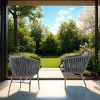 Stoelset Valeiras in rope-design, dikke kussens, 60x61x77cm, Tuin en Terras, Verzenden, Nieuw