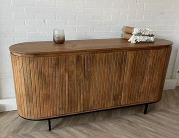 Dressoir - TV meubel - Kast retro mangohout ribbel goedkoop beschikbaar voor biedingen