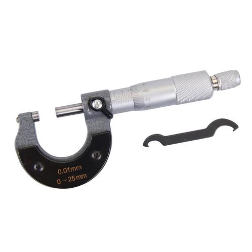 Silverline Externe micrometer - geëmailleerd - 0-25 mm be.., Doe-het-zelf en Verbouw, Gereedschap | Handgereedschap, Nieuw, Ophalen of Verzenden
