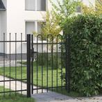 vidaXL Poort met gebogen bovenkant enkel 1x1,2 m staal zwart, Verzenden, Nieuw