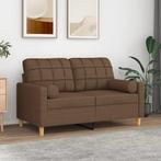 vidaXL Tweezitsbank met sierkussens 120 cm stof bruin, Verzenden, Minder dan 150 cm, Stof, Nieuw