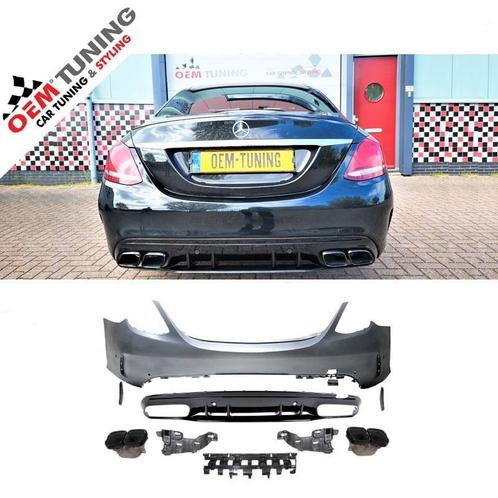 C63 AMG Achterbumper | W205 | C-CLASS | FACELIFT | ZWART |, Auto-onderdelen, Carrosserie en Plaatwerk, Achter, Bumper, Mercedes-Benz