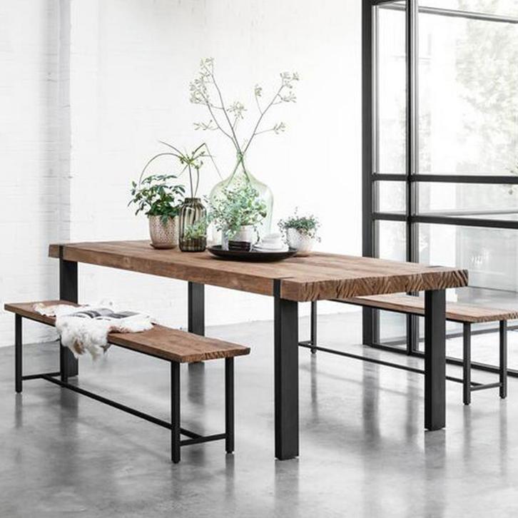 *WOONWINKEL* DTP Home Timeless Beam Robuuste Eettafel Teakho, Huis en Inrichting, Tafels | Eettafels, Nieuw, Verzenden