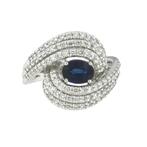 Bibigi - Ring - 18 karaat Witgoud Saffier - Diamant, Sieraden, Tassen en Uiterlijk, Ringen, Nieuw