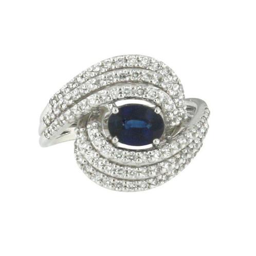 Bibigi - Ring - 18 karaat Witgoud Saffier - Diamant, Sieraden, Tassen en Uiterlijk, Ringen