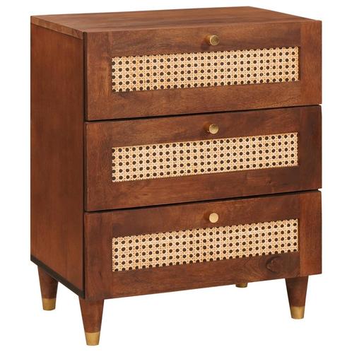 vidaXL Nachtkastjes Bruin Rotan en massief mango-hout, Huis en Inrichting, Slaapkamer | Nachtkastjes, Nieuw, 45 tot 65 cm, 55 tot 70 cm