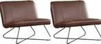 Bruine leren industriële fauteuils zonder armleuning - Vint, Huis en Inrichting, Nieuw, Ophalen of Verzenden, 75 tot 100 cm, Leer