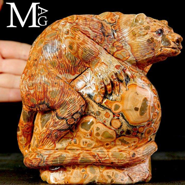 Uitgeholde leopardietbeeldhouwwerk - Beeld in leopardiet dat, Antiek en Kunst, Curiosa en Brocante