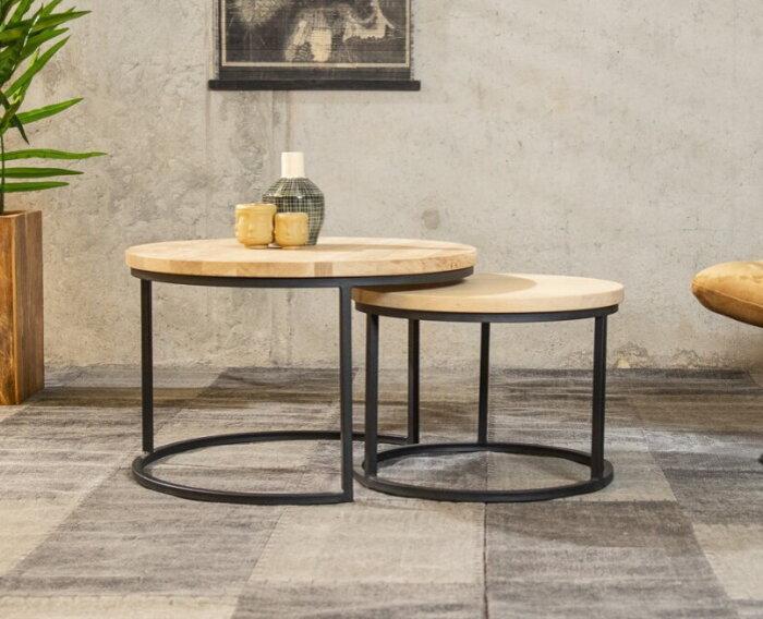 Salontafel set Olaf | Mat Gelakt Eiken - 3 cm dik blad, Huis en Inrichting, Tafels | Salontafels, Nieuw, Ophalen of Verzenden