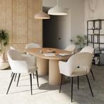 Eetkamerstoel Sachel, fluweellook, gestoffeerd, 120 kg - crè, Huis en Inrichting, Stoelen, Verzenden, Nieuw