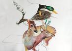 Olga Gál - Build your nest in Heaven original art on paper, Antiek en Kunst