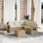 vidaXL 6-delige Loungeset met kussens poly rattan beige, Verzenden, Nieuw, Rotan, Loungeset