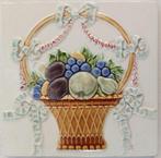 Jugendstil Tegel - Art nouveau tegel met mand met fruit -