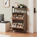 Schoenkast Belana 116x60x24 cm zwart en eikenkleurig [en.cas, Huis en Inrichting, Kasten | Schoenenkasten, Verzenden, Nieuw