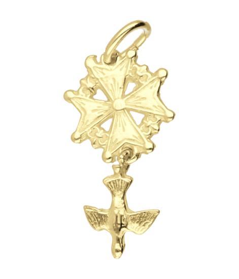 Gouden Hugenotenkruis ketting hanger, Sieraden, Tassen en Uiterlijk, Kettinghangers, Verzenden