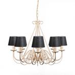 Kroonluchter crème met klemkap 12 cm zwart - Giuseppe, Huis en Inrichting, Lampen | Kroonluchters, Nieuw, Overige materialen, Klassiek / Antiek