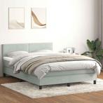 vidaXL Boxspring met matras fluweel lichtgrijs 140x220 cm, Verzenden, Nieuw, Grijs, Stof