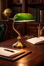 Lamp - Glas, Messing - Klassieke bankierslamp