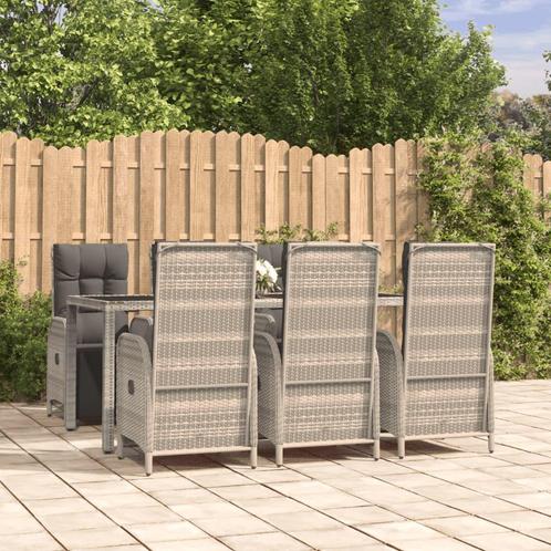 vidaXL 7-delige Tuinset met kussens poly rattan grijs, Tuin en Terras, Tuinsets en Loungesets, Tuinset, Nieuw, Rotan, Verzenden