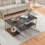 Salontafel Klibro marmerlook zwart en goudkleurig 120x60x42, Verzenden, Nieuw