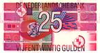Bankbiljet 25 gulden 1989 'Roodborstje'  Prachtig, gebruikt tweedehands  Heel Nederland