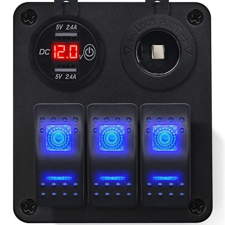 ProRide Schakelpaneel 12V voor Auto/Boot - USB Lader 2, Doe-het-zelf en Verbouw, Elektra en Kabels, Nieuw, Verzenden